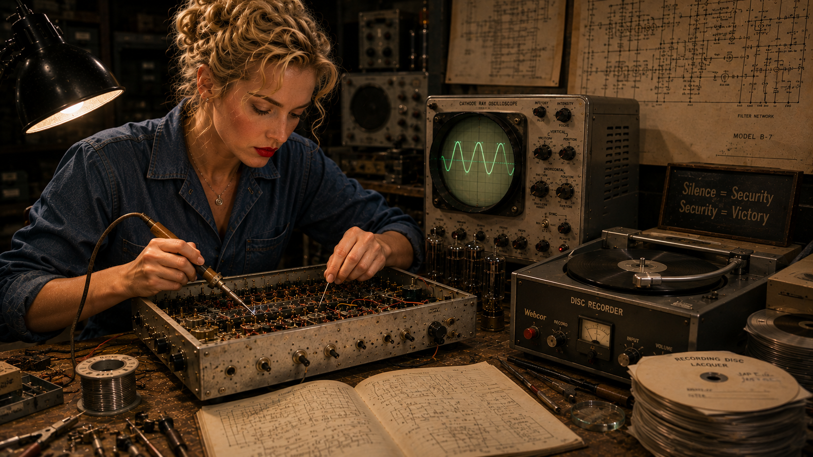 Beverly tests her device on a recorded signal